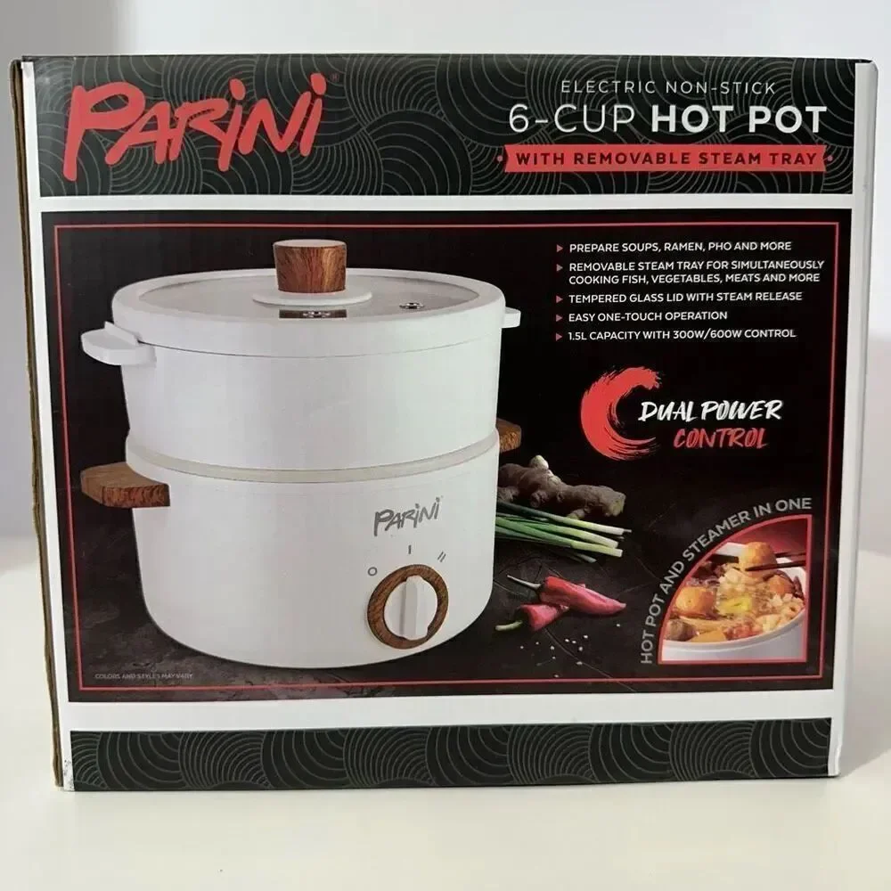Parini 6-Cup Electric Hot Pot With Removable Steam Tray